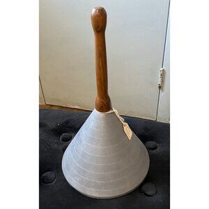 Vintage Hand Held Bell Large Metal School Dinner Wood Handle 10" G Fish 1993
